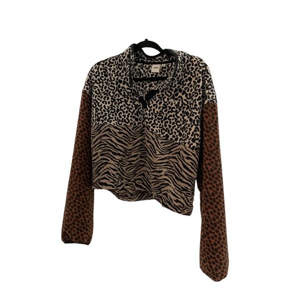 VANS: M Animal Print Patchwork Fleece Pullover Sweater - Picture 5 of 7